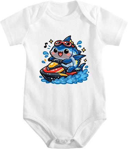 Atlantic Blue Marlin Jet Ski Baby Bodysuits Short Sleeve Cotton Baby Rompers Outfit Clothes 0-12 Month in Kuwait