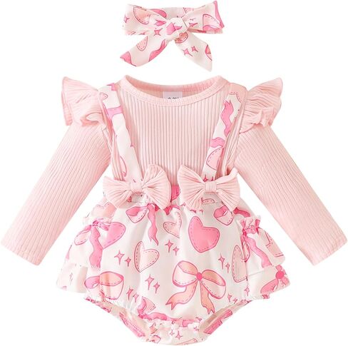 IDOPIP Pink Bow 1st Birthday Outfit for Baby Girls One Year Old Birthday Tutu Romper with Headband Bow Cake Smash Photo Shoot in Kuwait