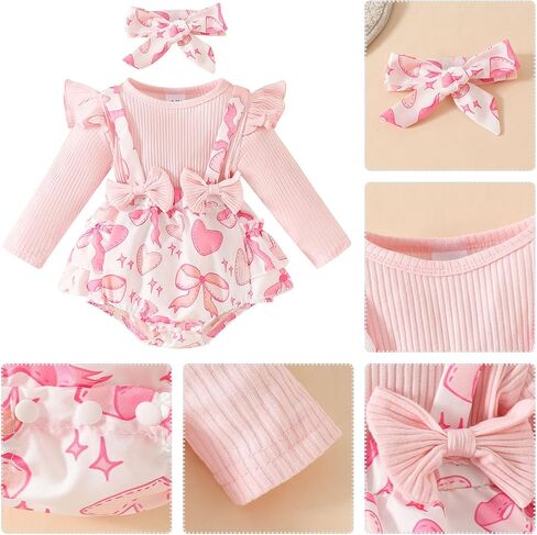 IDOPIP Pink Bow 1st Birthday Outfit for Baby Girls One Year Old Birthday Tutu Romper with Headband Bow Cake Smash Photo Shoot in Kuwait