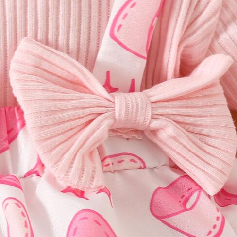 IDOPIP Pink Bow 1st Birthday Outfit for Baby Girls One Year Old Birthday Tutu Romper with Headband Bow Cake Smash Photo Shoot in Kuwait