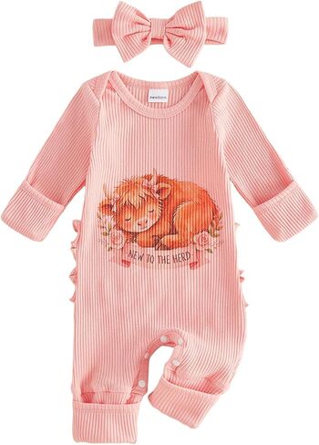Newborn Baby Girl Halloween Outfit Waffle Pumpkin Ghost Jumpsuit | Long Sleeve One Piece Jumpsuit, Baby Girl Halloween Romper, Infant Girl Halloween Pumpkin Cat Outfit, Fall Winter Clothes in Kuwait
