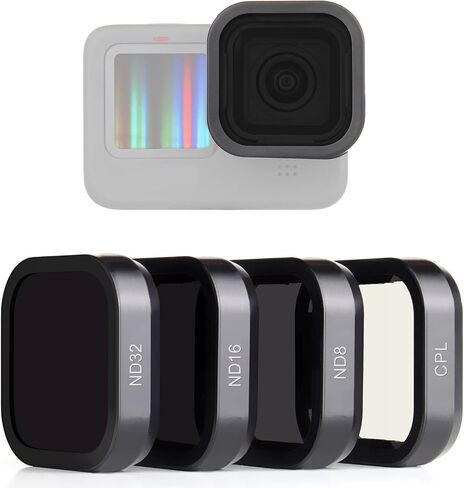 SOONSUN 4-Pack Lens Filter CPL ND8 ND16 ND32 Filter for GoPro Hero 12 11 10 9 Black, Neutral Density and Circular Polarizing Lens Filter Kit Protector for Go Pro Hero 9/10/11/12 Accessories in Kuwait