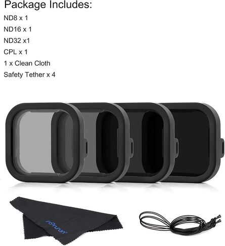 SOONSUN 4-Pack Lens Filter CPL ND8 ND16 ND32 Filter for GoPro Hero 12 11 10 9 Black, Neutral Density and Circular Polarizing Lens Filter Kit Protector for Go Pro Hero 9/10/11/12 Accessories in Kuwait