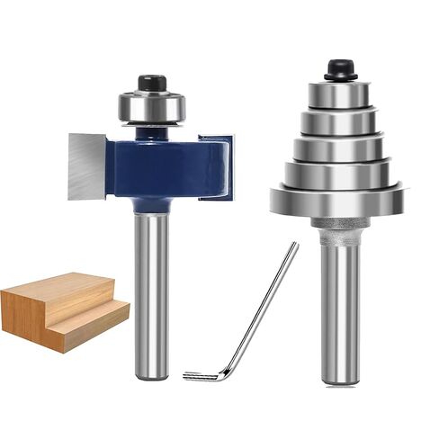Rabbeting Router Bit Set 1/4 Inch Shank, 1/2" Cutting Height, Rabbet Router Bit with 5 Interchangeable Bearings, for Adjustable Multi Depths Cutter 3/8", 5/16", 1/4" , 3/16", 1/16" in Kuwait