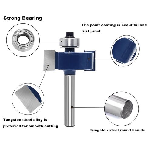 Rabbeting Router Bit Set 1/4 Inch Shank, 1/2" Cutting Height, Rabbet Router Bit with 5 Interchangeable Bearings, for Adjustable Multi Depths Cutter 3/8", 5/16", 1/4" , 3/16", 1/16" in Kuwait