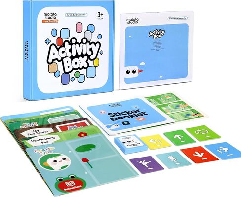 Activity Box for TaleBot Pro, STEM Games for Kids Ages 3-5 | With 6 double-sided interactive cards (10 themes), 98 stickers (10 themes), 32 command cards in Kuwait