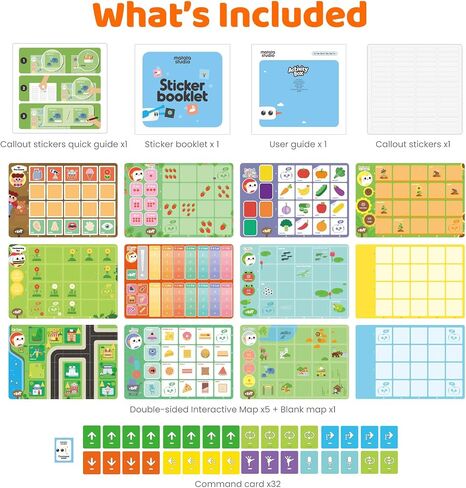 Activity Box for TaleBot Pro, STEM Games for Kids Ages 3-5 | With 6 double-sided interactive cards (10 themes), 98 stickers (10 themes), 32 command cards in Kuwait