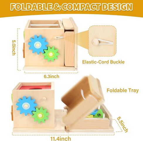 Kizfarm Wooden Montessori Baby Toys, 8-in-1 Wooden Play Kit Includes Object Permanent Box, Coin Box, Carrot Harvest, Shape Sorting & Stacking - Birthday Gift for Boys Girls Toddlers in Kuwait