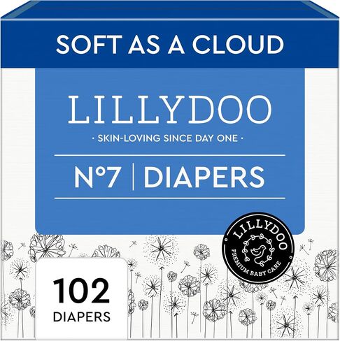LILLYDOO Baby Diapers, Size 3 (13+ lbs), 87 Count, Hypoallergenic & TCF | Non-Toxic, Sensitive Skin, Fragrance-Free, Soft & Gentle, Absorbent Leak Protection, Wetness Indicator, Dermatologist Tested in Kuwait