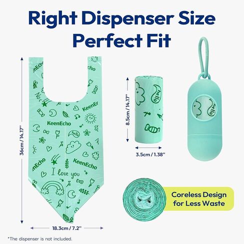 Disposable Diaper Bags with Handles 100 Count (4 Rolls), Leak-Proof Diaper Trash Bags & Sacks or Pet Waste Bag, Ocean Recycled Plastic, Green in Kuwait