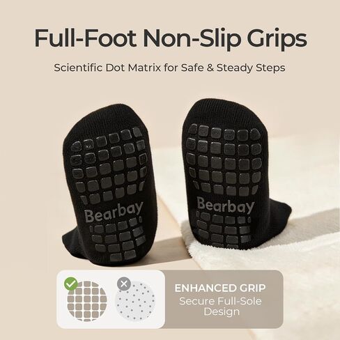 Non-Slip Baby Cotton Ankle Socks with Grippers for Toddler Walking | 0 Months-7 Years, Unisex for Infant Boys Girls Kids, Anti Skid Soles in Kuwait