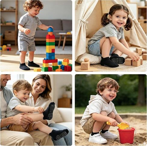 Non-Slip Baby Cotton Ankle Socks with Grippers for Toddler Walking | 0 Months-7 Years, Unisex for Infant Boys Girls Kids, Anti Skid Soles in Kuwait