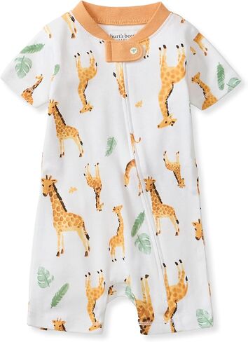 Burt's Bees Baby Short Sleeve Pajamas, Unisex One-Piece Sleeper Romper | Soft organic cotton one-piece romper sleeper pajama provides a warm weather zip option for infants in Kuwait