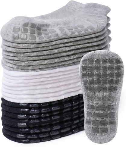 Non-Slip Baby Cotton Ankle Socks with Grippers for Toddler Walking | 0 Months-7 Years, Unisex for Infant Boys Girls Kids, Anti Skid Soles in Kuwait