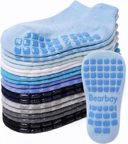 Non-Slip Baby Cotton Ankle Socks with Grippers for Toddler Walking | 0 Months-7 Years, Unisex for Infant Boys Girls Kids, Anti Skid Soles in Kuwait