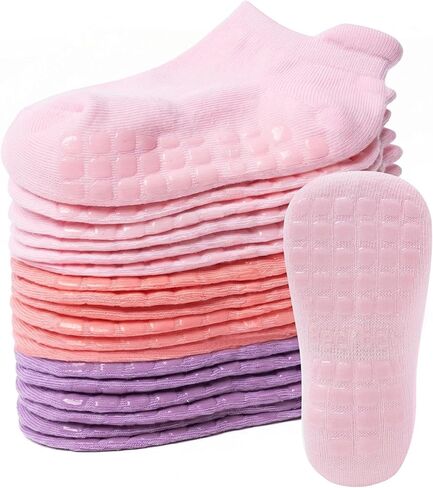 Non-Slip Baby Cotton Ankle Socks with Grippers for Toddler Walking | 0 Months-7 Years, Unisex for Infant Boys Girls Kids, Anti Skid Soles in Kuwait