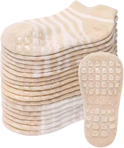 Non-Slip Baby Cotton Ankle Socks with Grippers for Toddler Walking | 0 Months-7 Years, Unisex for Infant Boys Girls Kids, Anti Skid Soles in Kuwait