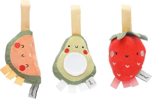 Pearhead Fruit Stroller Toys, Plush Hanging Baby Toy, Set of 3 | Strawberry Avocado Watermelon, Car Seat Attachments, Hanging Mirror, Newborn Gift, Easy-Grip Design, Tummy Time in Kuwait