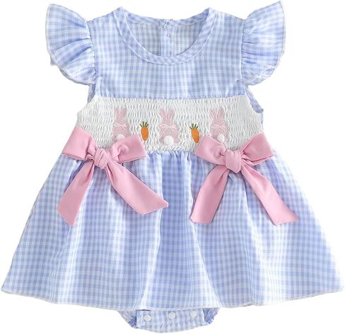 Baby Girl Easter Outfit Newborn Bunny Fly Sleeve Romper Dress I Love Jesus Smocked Dresses Cute Baby Easter Clothes in Kuwait