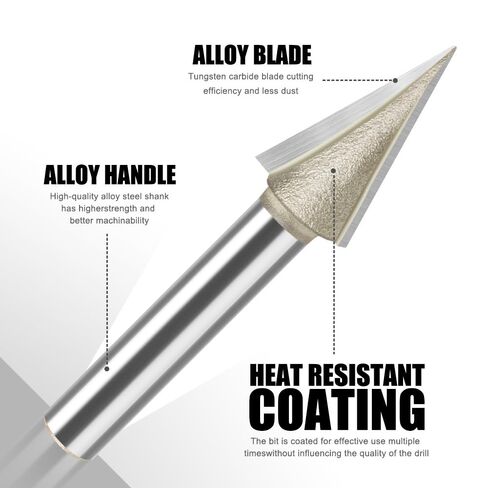30°V Shape Bit with 1/4" Shank CNC Carbide V Groove Bit Engraving Router Bit for Lettering, Engraving in Kuwait