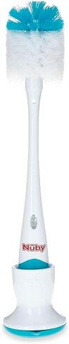 Nuby 2-in-1 Baby Bottle Brush with Stand - Soft Nylon Bristles - Dishwasher Safe - Bottle and Nipple Cleaning Tool - Gray in Kuwait
