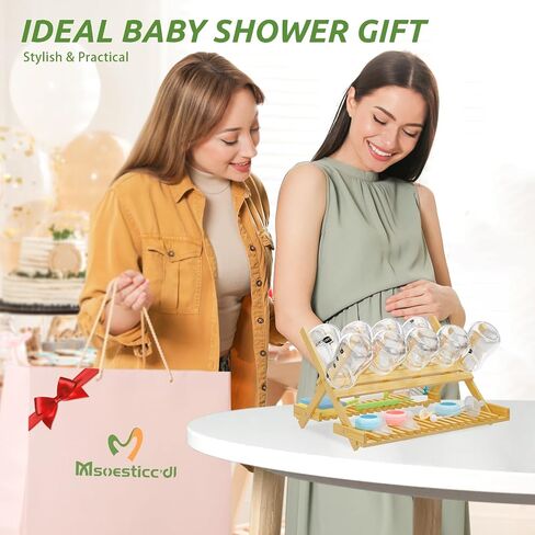 Baby Bottle Drying Rack Foldable Vertical Bamboo Organizer | Milk Bottle and Accessories Organizer for Busy Parents, Maximizes Space, Quick Drying, Easy Cleanup & Storage in Kuwait