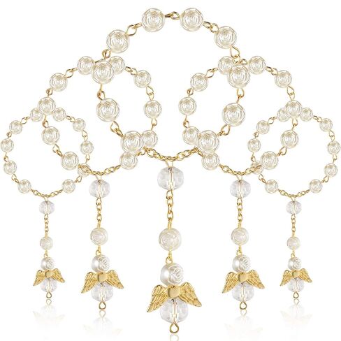 30 Pieces Baptism Rosary Acrylic Rosary Beads Mini Rosaries with Angel for The First Communion Baptism Party Favors (Pink) in Kuwait