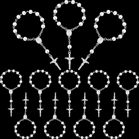 Hicarer 6 Sets Baptism Rosary Mini Rosary Baptism Favors Centerpieces for Party on Table Christening Communion Weddings Party Favors (Gold) in Kuwait