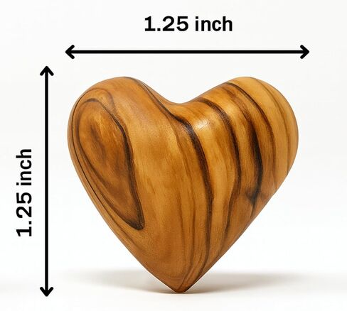 Zuluf Set of 5 Mini Olive Wood Hearts 1.25" Very Small Hand Carved Wooden Fidget Heart Keepsake Wedding Guest Book Favor Valentine Day Gift Pocket Hug Sympathy Memorial Craft Decor Made in Bethlehem in Kuwait