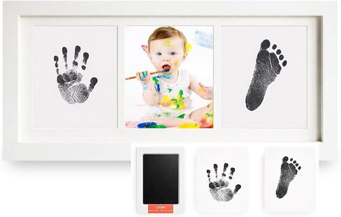 Baby Handprint & Footprint Kit with Frame – Inkless Mess-Free Ink Pad, Non-Toxic Newborn Keepsake, Baby Shower & Father Day Gift for Boys & Girls, Dog & Cat Paw Print Kit in Kuwait