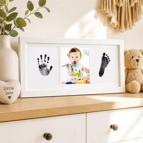 Baby Handprint & Footprint Kit with Frame – Inkless Mess-Free Ink Pad, Non-Toxic Newborn Keepsake, Baby Shower & Father Day Gift for Boys & Girls, Dog & Cat Paw Print Kit in Kuwait