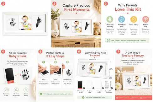 Baby Handprint & Footprint Kit with Frame – Inkless Mess-Free Ink Pad, Non-Toxic Newborn Keepsake, Baby Shower & Father Day Gift for Boys & Girls, Dog & Cat Paw Print Kit in Kuwait