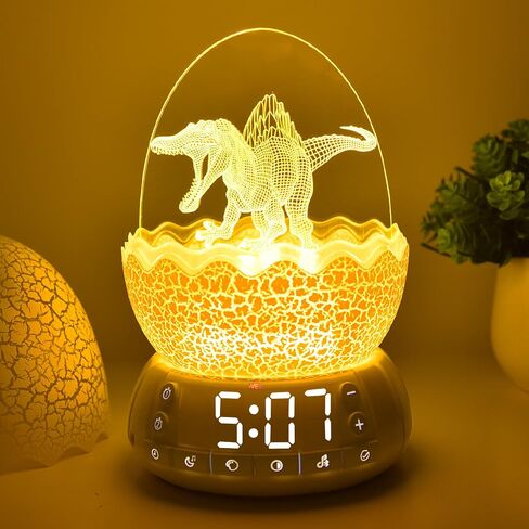 Dinosaur Egg Alarm Clock / Glowing Digital Clock with Night Light, 20 Soothing Sound Timer Training Sleep Machine/Bluetooth Speaker, Dinosaur Decor Lamp for Bedroom/Living Room, Gifts for Kids Adults in Kuwait