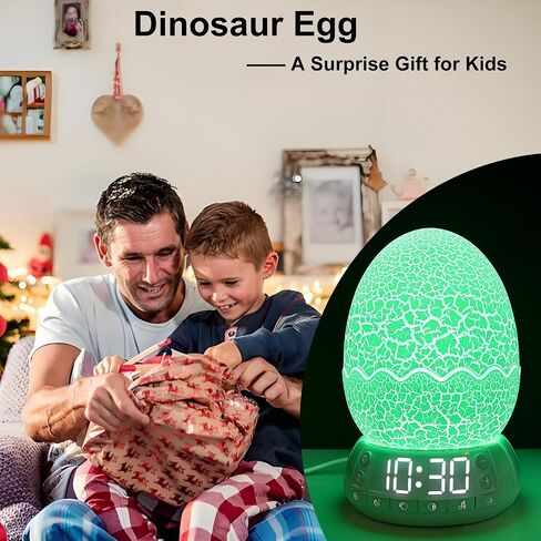 Dinosaur Egg Alarm Clock / Glowing Digital Clock with Night Light, 20 Soothing Sound Timer Training Sleep Machine/Bluetooth Speaker, Dinosaur Decor Lamp for Bedroom/Living Room, Gifts for Kids Adults in Kuwait