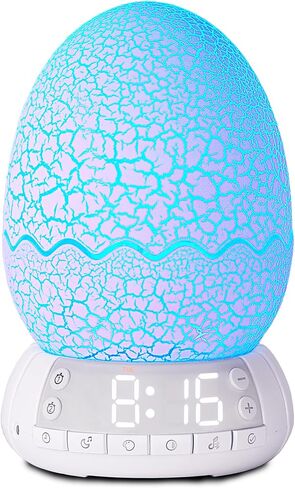 Dinosaur Egg Alarm Clock / Glowing Digital Clock with Night Light, 20 Soothing Sound Timer Training Sleep Machine/Bluetooth Speaker, Dinosaur Decor Lamp for Bedroom/Living Room, Gifts for Kids Adults in Kuwait
