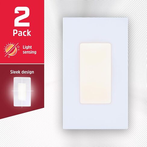 Energizer Plug in Night Light, 2-Pack, Ultra-Slim Low Profile Modern Outlet | Cover, LED Nightlight Plug into Wall, Dusk to Dawn Sensor, Adults, Kids, Bedroom, Bathroom, Nursery, Hallway, 85621 in Kuwait