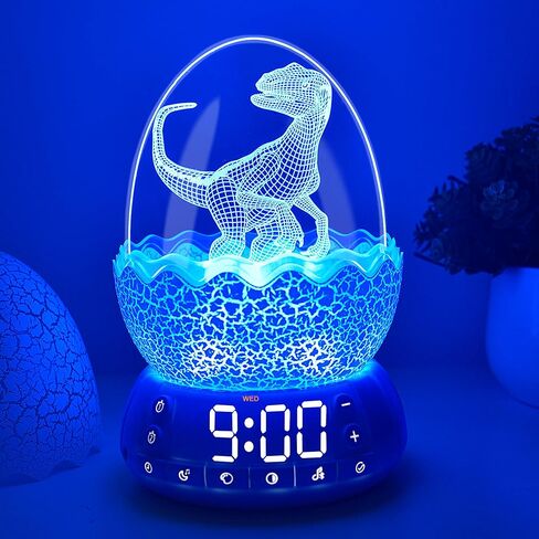 Dinosaur Egg Alarm Clock / Glowing Digital Clock with Night Light, 20 Soothing Sound Timer Training Sleep Machine/Bluetooth Speaker, Dinosaur Decor Lamp for Bedroom/Living Room, Gifts for Kids Adults in Kuwait