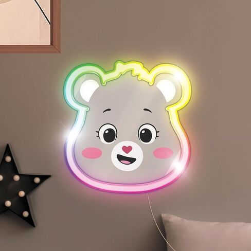 Care Bears Neon Wall Decor with Multicolored Ambient Lighting – USB Powered LED Light for Kids' Room Decor – Cheer Bear Character, Rainbow Glow – Perfect for Bedrooms, Nurseries, and Playrooms in Kuwait