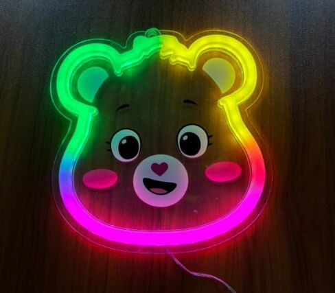Care Bears Neon Wall Decor with Multicolored Ambient Lighting – USB Powered LED Light for Kids' Room Decor – Cheer Bear Character, Rainbow Glow – Perfect for Bedrooms, Nurseries, and Playrooms in Kuwait