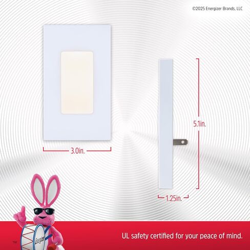Energizer Plug in Night Light, 2-Pack, Ultra-Slim Low Profile Modern Outlet | Cover, LED Nightlight Plug into Wall, Dusk to Dawn Sensor, Adults, Kids, Bedroom, Bathroom, Nursery, Hallway, 85621 in Kuwait