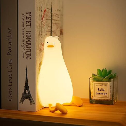 LED Lying Flat Duck Night Light, Rechargeable Touch Control Bedside Lamp with 3 Dimmable Brightness Levels, 30-Minute Timer, Soft Silicone Baby Nursery Light in Kuwait