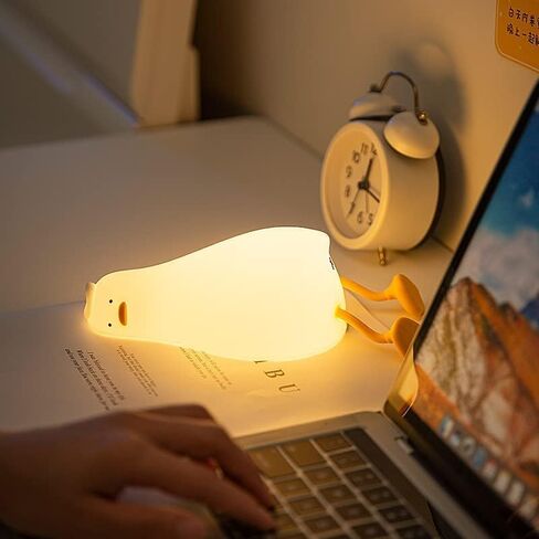 LED Lying Flat Duck Night Light, Rechargeable Touch Control Bedside Lamp with 3 Dimmable Brightness Levels, 30-Minute Timer, Soft Silicone Baby Nursery Light in Kuwait