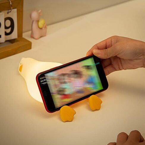 LED Lying Flat Duck Night Light, Rechargeable Touch Control Bedside Lamp with 3 Dimmable Brightness Levels, 30-Minute Timer, Soft Silicone Baby Nursery Light in Kuwait