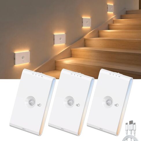 UNUSROOM Rechargeable Night Light with Motion Sensor, Wireless Stair Lights Indoor for Hallway, Motion Sensor Light Indoor for Bathroom, Kitchen & Closet – Dimmable, Magnetic Mount, Battery Operated in Kuwait