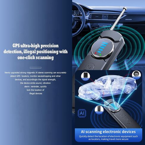 Hidden Camera Detector for Hotels,AI Anti Spy Bug Detector with RF Signal & WiFi Scanner,GPS Tracker Finder & Listening Device Detector,6-in-1 Portable Protector for Travel Home Office Car(Black) in Kuwait