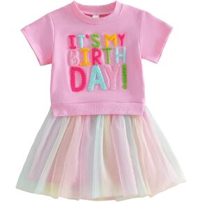 6 Month to 5 Years Old Toddler Girls Birthday Dress Cute Letter Tulle Dress One Piece Baby Birthday Outfit in Saudi Arabia