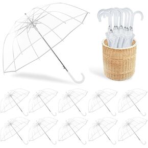 16 Pack Clear Bubble Umbrellas for Weddings, Transparent Dome Umbrellas | Auto Open Windproof Stick Rain Umbrellas with J Handle, Ideal for Wedding Guests, Bridal Parties & Guest Favors in Saudi Arabia