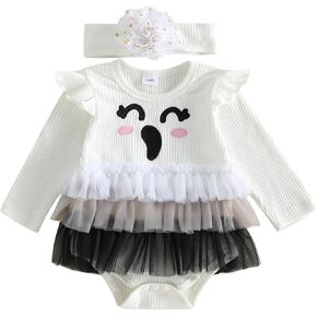 My First Halloween Baby Girl Outfit Baby Pumpkin Romper Headband | Baby Girl Halloween Outfit Pumpkin Long Sleeve Jumpsuit Ghost Romper Headband Newborn Halloween Outfits Baby Fall Clothes in Kuwait