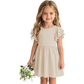 CharmWM Toddler Girls Dresses Ruffle Sleeveless Trendy Cute A line Dress Summer Beach Sundress Birthday Kids Outfits in Saudi Arabia