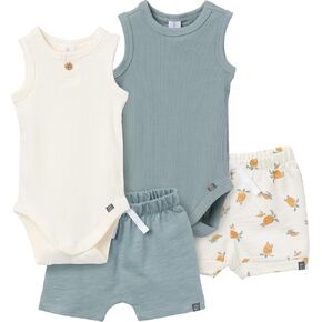 Modern Moments by Gerber Baby Boys 4 Piece Sleevless Bodysuits & Shorts in Kuwait